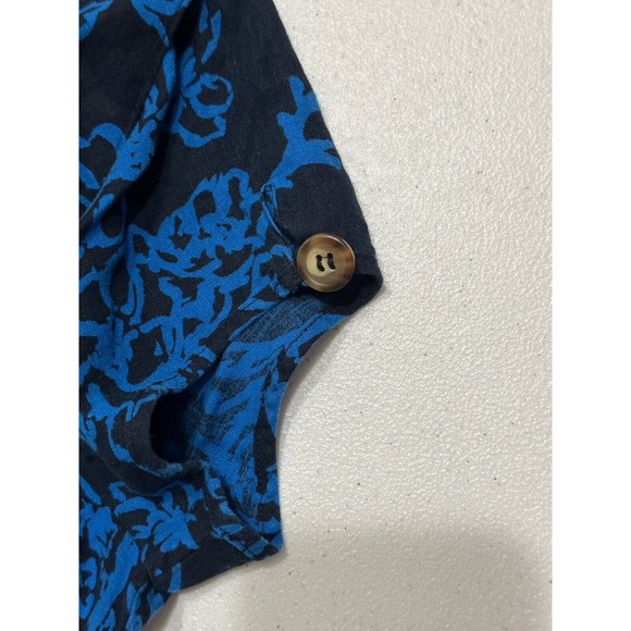 Free People Blue Black Floral Thing Called Love Shift Mini Dress Linen Blend 2 - Picture 4 of 6